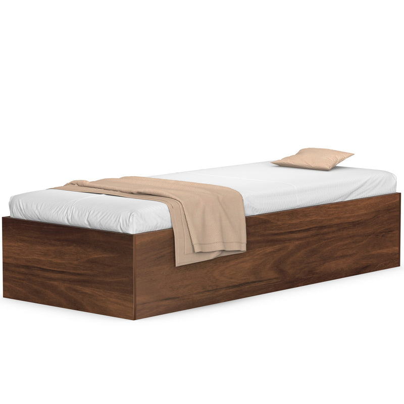 Maltein Single Diwan Bed with Storage Box for Bedroom (Brown Maple)