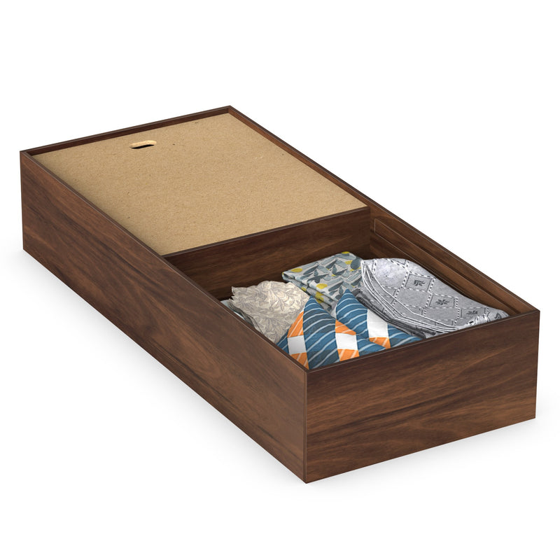 Maltein Single Diwan Bed with Storage Box for Bedroom (Brown Maple)
