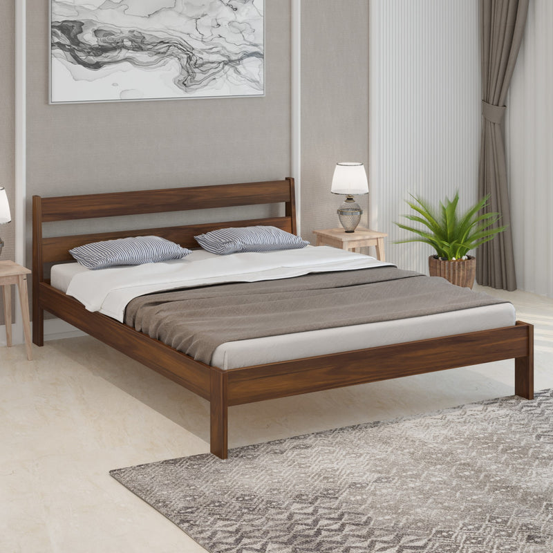 Roverb Engineered Wood Queen Double Bed Without Storage Box for Kids Adult Bedroom Home Furniture (Brown Maple / 78 X 60 Mattress Size)