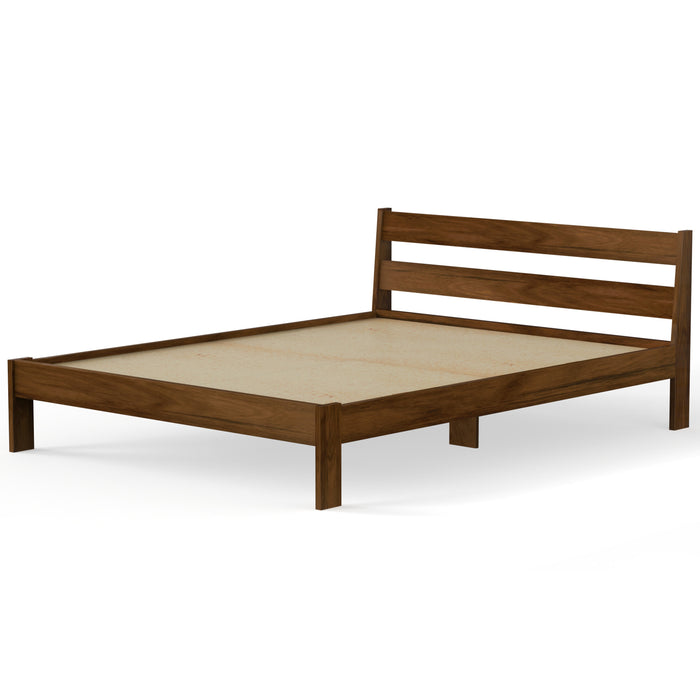 Roverb Engineered Wood Queen Double Bed Without Storage Box for Kids Adult Bedroom Home Furniture (Brown Maple / 78 X 60 Mattress Size)