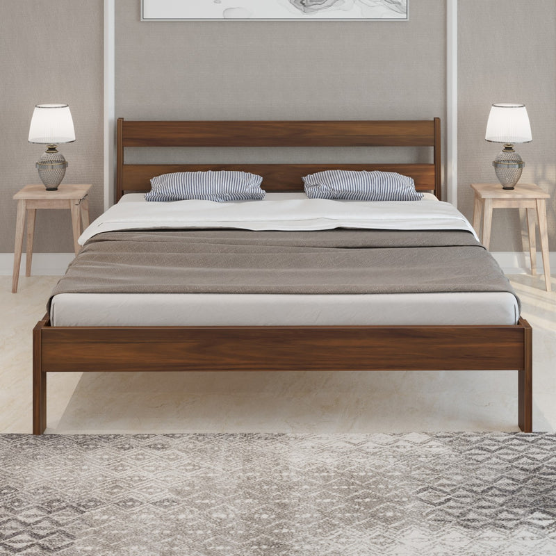 Roverb Engineered Wood Queen Double Bed Without Storage Box for Kids Adult Bedroom Home Furniture (Brown Maple / 78 X 60 Mattress Size)