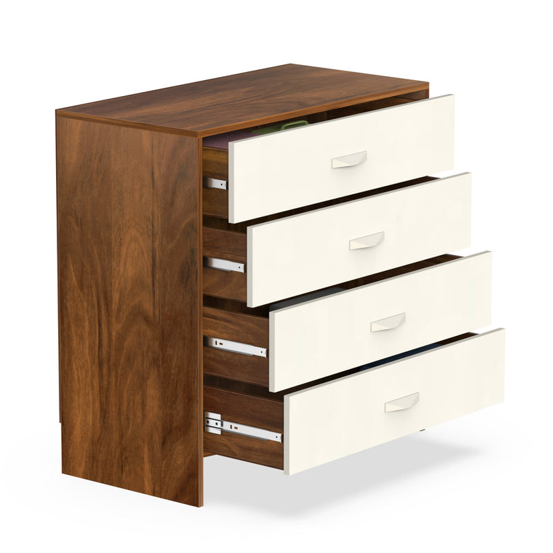 Colove Chest of Drawers & Storage Cabinet (Maple & Frosty White)