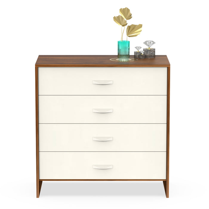 Colove Chest of Drawers, Storage Cabinet with 4 Drawers (Brown Maple & Frosty)