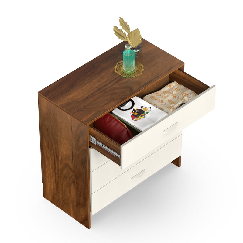 Colove Chest of Drawers & Storage Cabinet (Maple & Frosty White)
