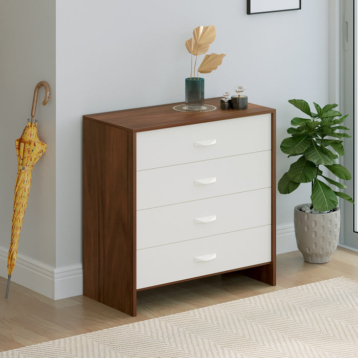 Colove Chest of Drawers, Storage Cabinet with 4 Drawers (Brown Maple & Frosty)