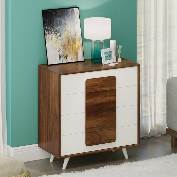 Mayrone Chest of Drawers Storage Cabinets with 4 Drawers Standard (Brown Maple & Frosty)