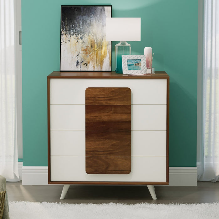 Mayrone Chest of Drawers Storage Cabinets with 4 Drawers Standard (Brown Maple & Frosty)