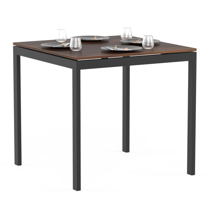 Halven 4 Seater Dining Table for Home (Brown Maple & Black)