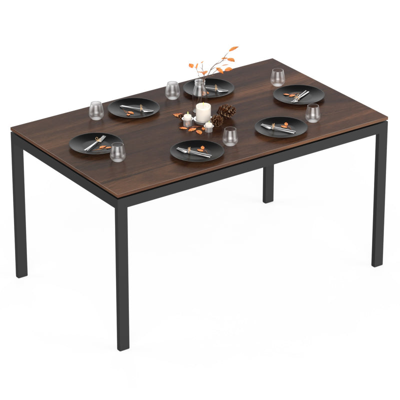 Halven 6 Seater Rectangular Dining Table for Home | Compact Modern Dining Table Without Chair | DIY (Do it Yourself) (Brown Maple & Black)