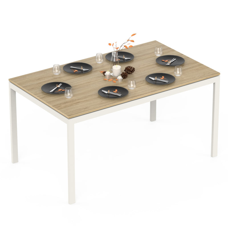 Halven 6 Seater Rectangular Dining Table for Home | Compact Modern Dining Table Without Chair DIY (Do it Yourself) (European Oak & White)