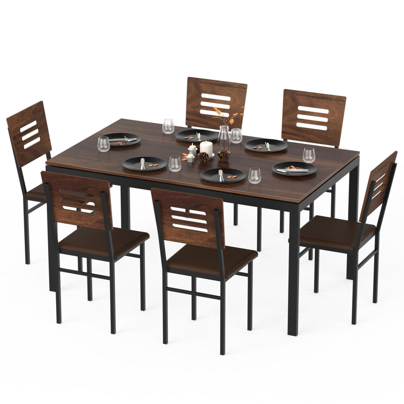 Halven 6 Seater Dining Table Set for Home | Compact Modern Dining Table with 6 Chairs DIY (Do it Yourself) (Brown Maple & Black)