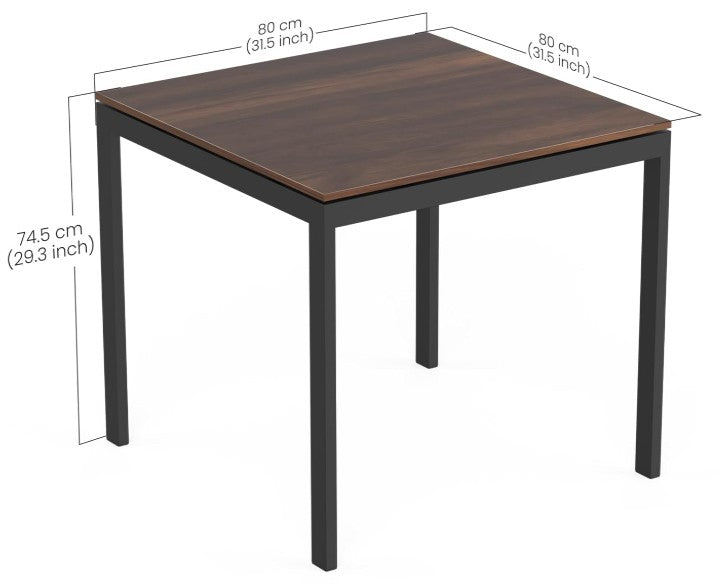 Halven 4 Seater Dining Table for Home (Brown Maple & Black)