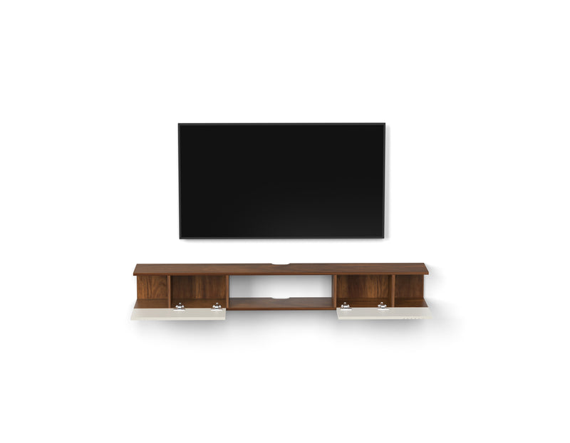 Darien Wall Mount TV Unit With Storage Cabinet (Maple & Frosty White)