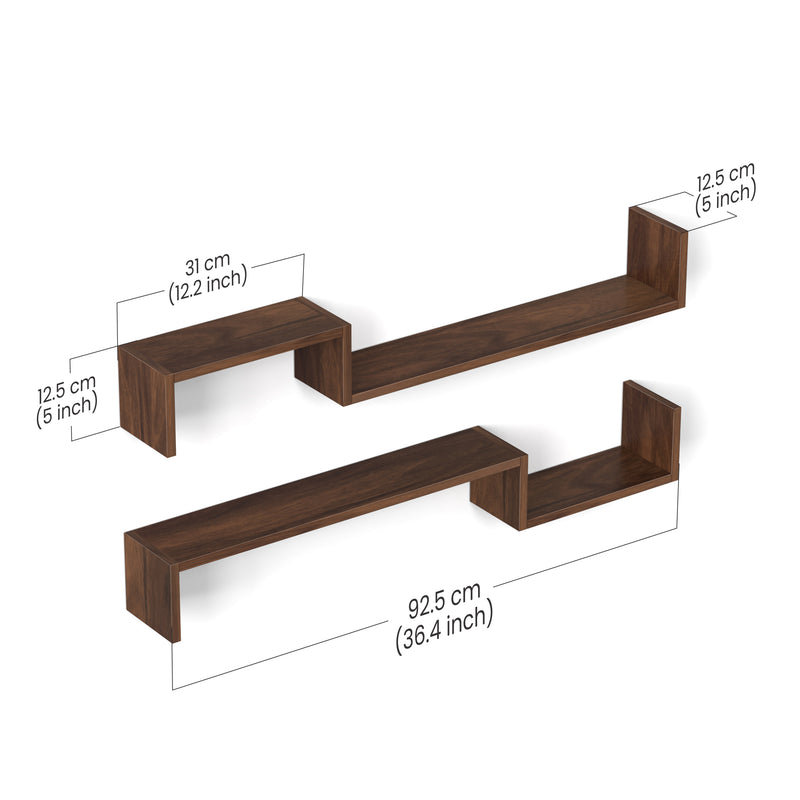 Riley Wall Decor & Floating Shelf Display Rack  (Brown Maple)