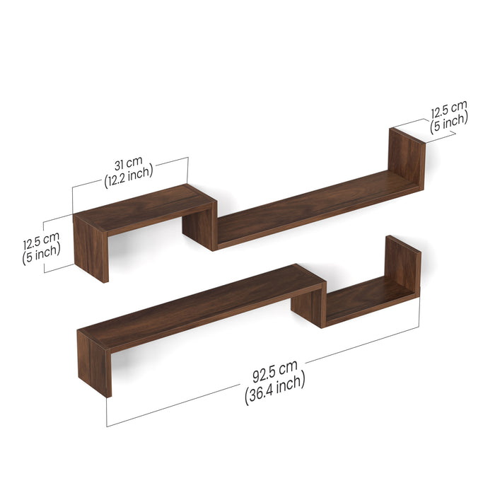 Riley Engineered Wood Wall Decor Floating Shelf Display Rack Decorative Hall Décor for Living Room Home Furniture (Brown Maple)