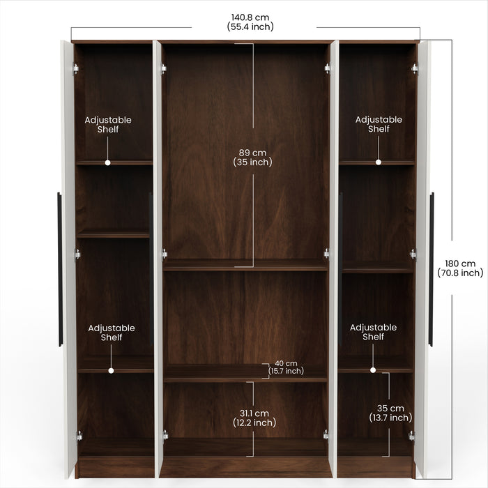 Maltein 4 Door Wardrobe/Clothes Storage Rack Organizer Almirah Cupboard Cabinet with Shelves and Cloth Hanger for Bedroom Home Furniture