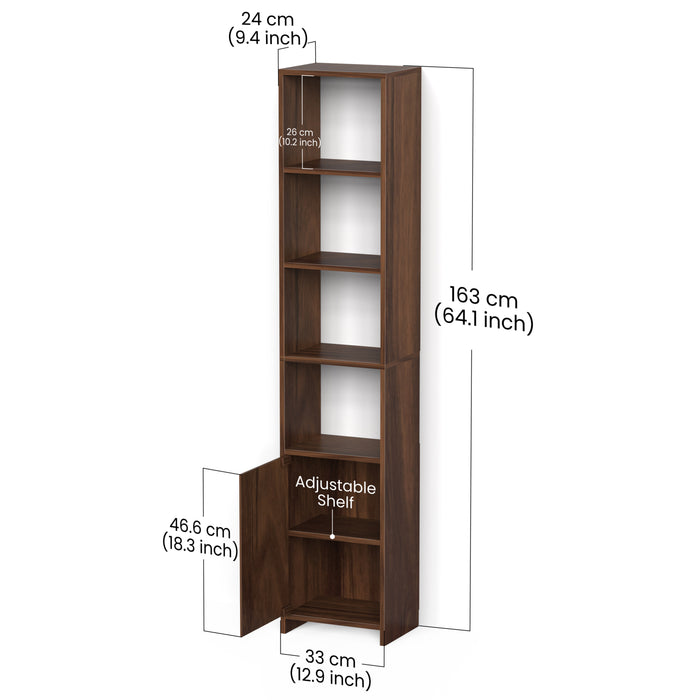 Barnia Engineered Wood Bookshelf Cabinet Book Rack Organizer with Shelves & Bottom Door for Storage