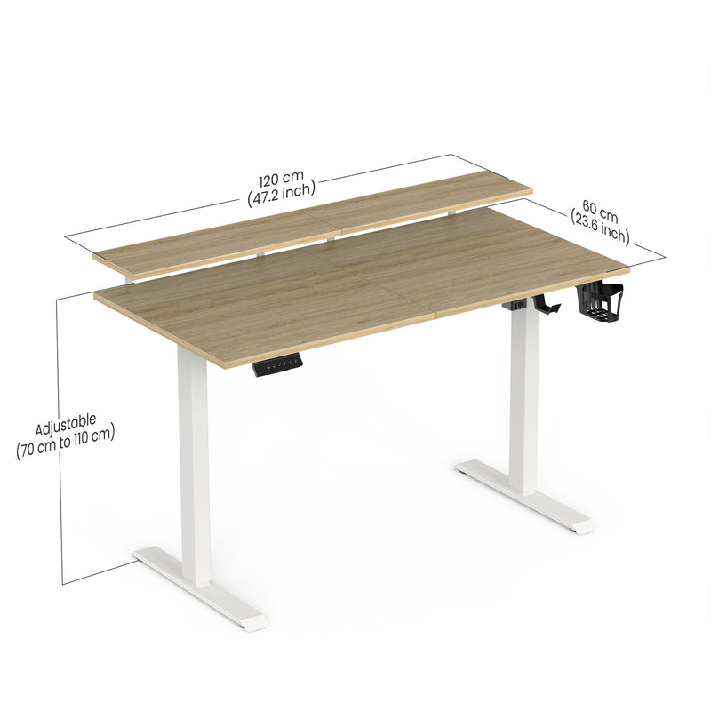 Wrick Plus Electric Automatic Height Adjustable Work Desk with Fixed Monitor Stand