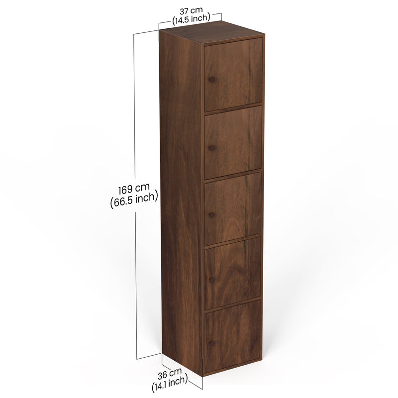 Calcio 5-Tier Storage Unit Cabinet & Cupboard (Maple)