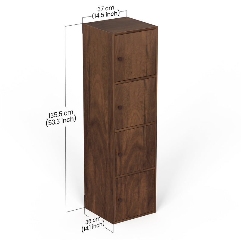 Calcio 4-Tier Storage Unit Cabinet & Cupboard (Maple)