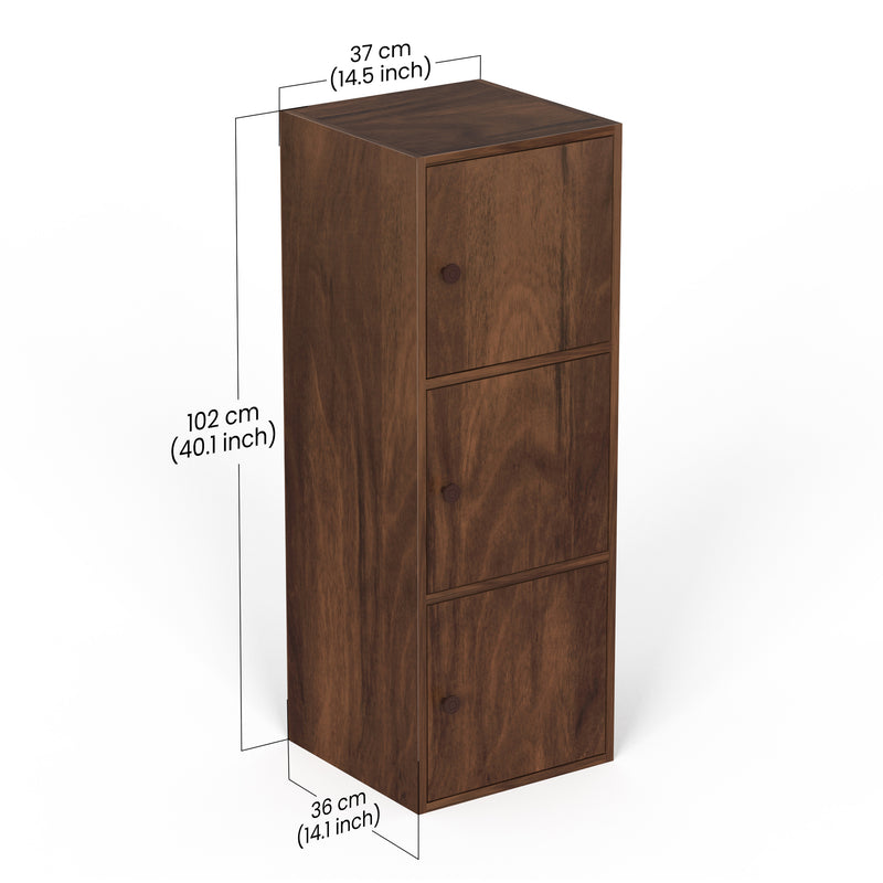Calcio 3-Tier Storage Unit Cabinet & Cupboard (Maple)
