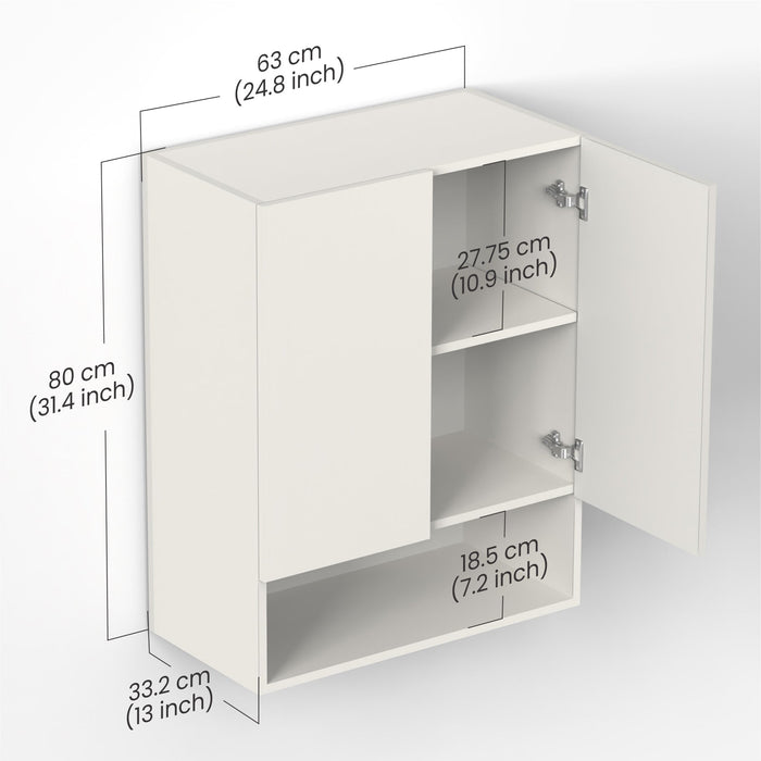 Opryt with Shelf Engineered Wood Kitchen Cabinet Rack, Wall Mounted Storage Cabinet for Kitchen Utensils, Jars, Spices, Modular Cupboard for Home & Kitchen DIY (White)