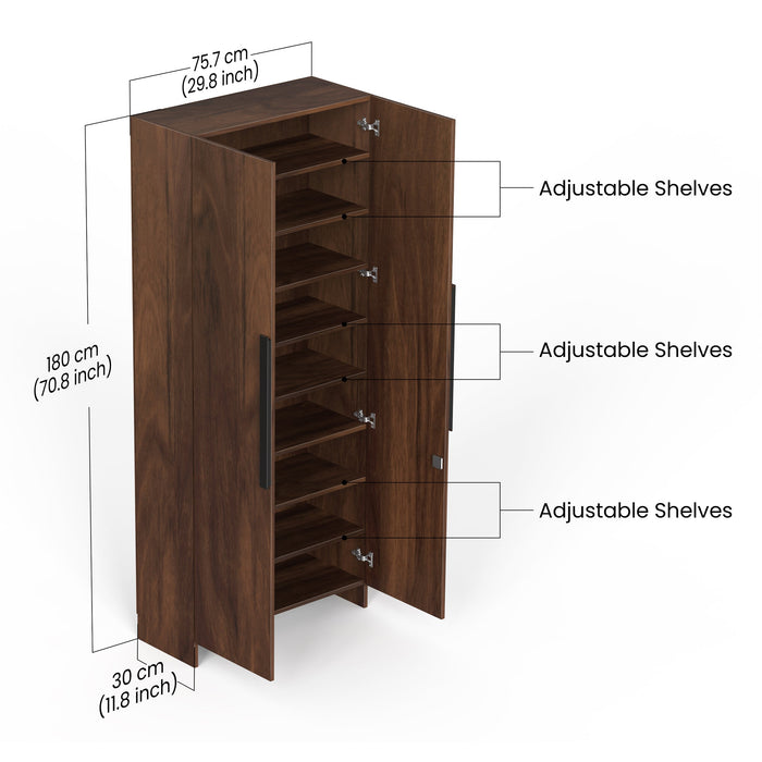 Brooklyn Highline Multipurpose Shoe Rack, Storage File Cabinet Organizer, Slipper Footwear Stand can Store Up to 28 Pairs for Living Room Home DIY (Brown Maple) (75.7 x 31.7 x 180) CM