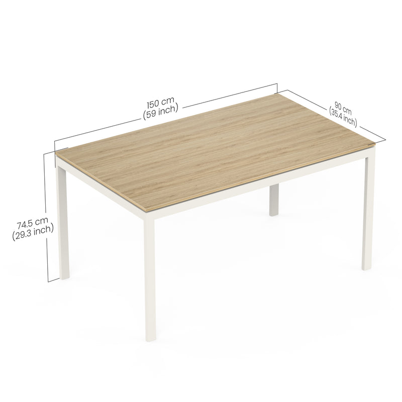 Halven 6 Seater Rectangular Dining Table for Home | Compact Modern Dining Table Without Chair DIY (Do it Yourself) (European Oak & White)