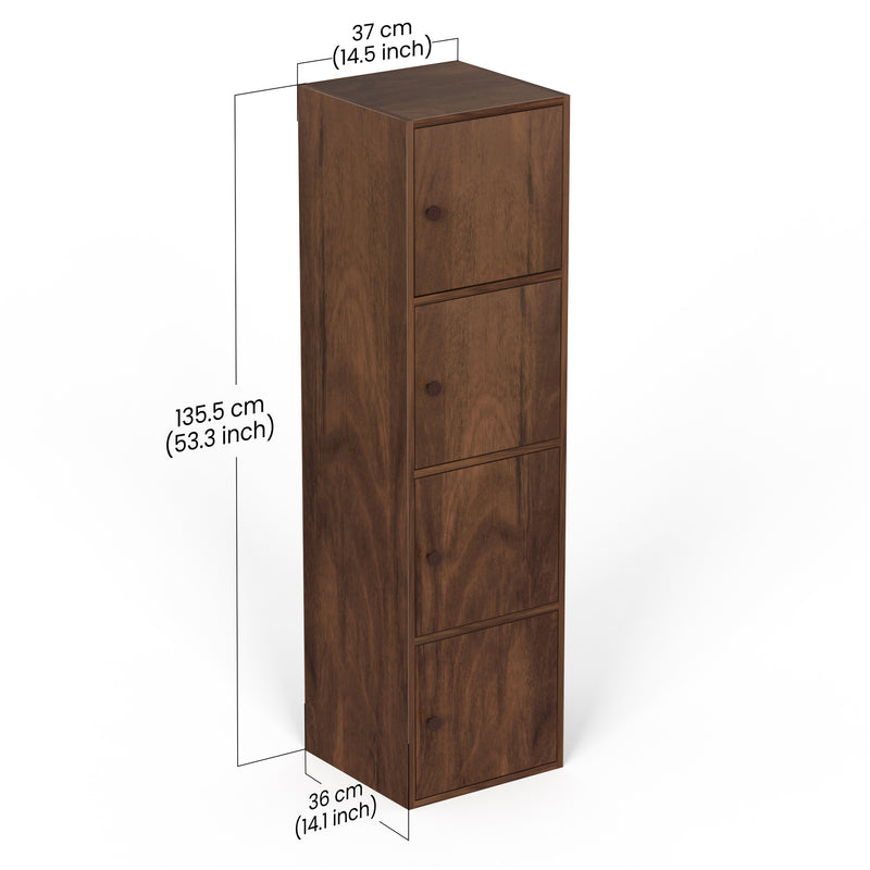 Calcio 4-Tier Storage Unit Cabinet & Cupboard (Maple)