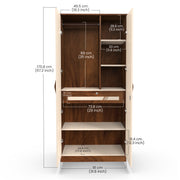 Andrie 2 Door Wardrobe with Drawer |Maple & White