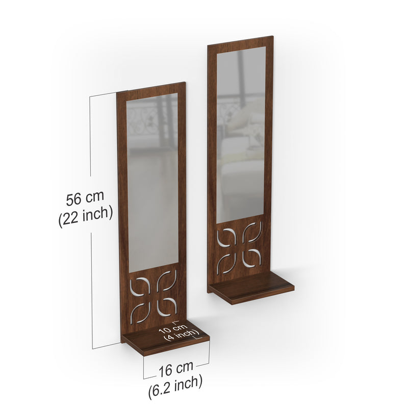 Promys with shelf wall hanging wooden & mirror wall art wall shelve (set of 2)