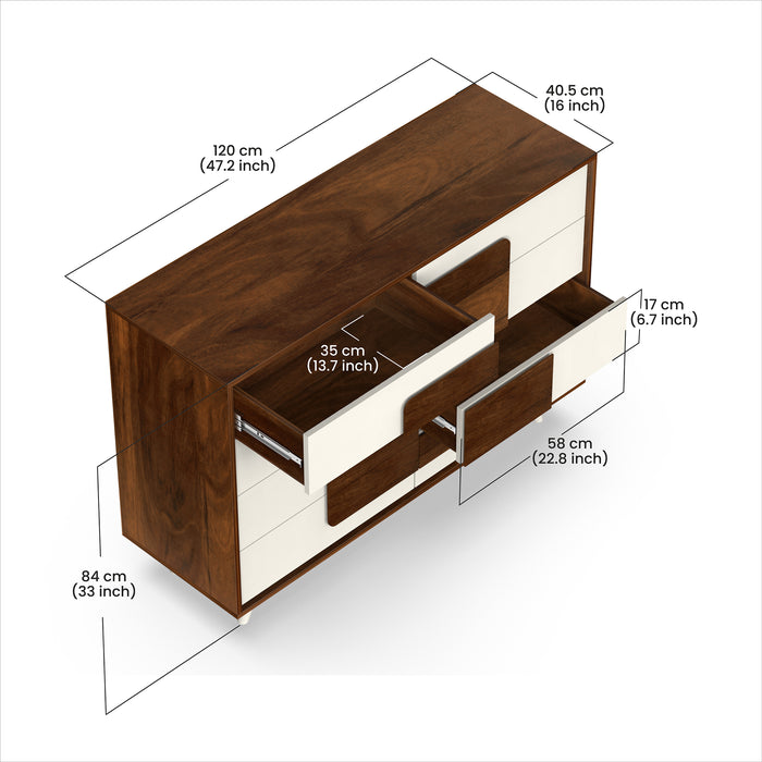 Mayrone Chest of Drawer, Storage Cabinet with Drawer (Brown Maple & Frosty, Large)