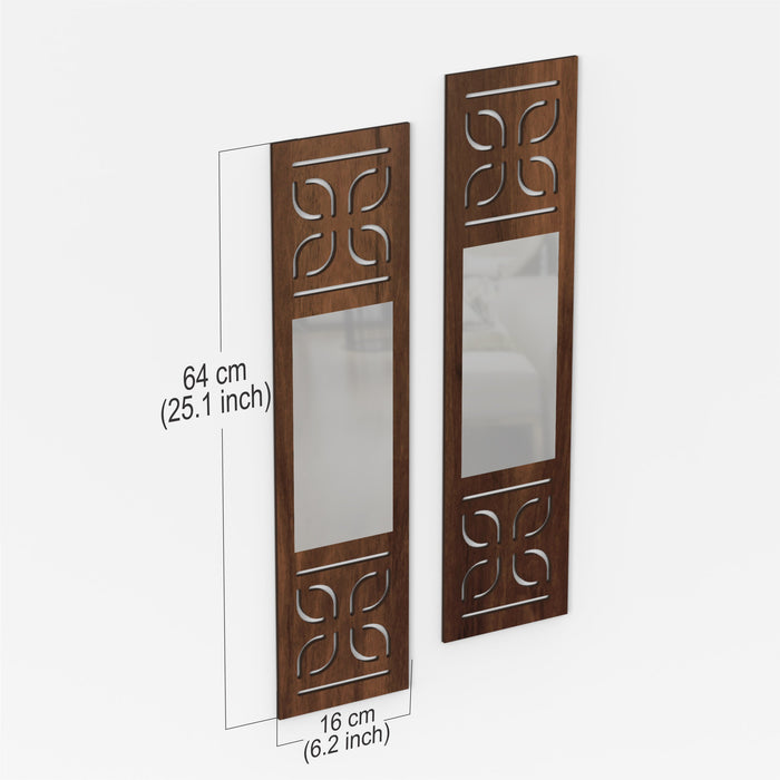 Promys Wall Hanging Wooden & Mirror Wall Art Shelve for Living Room, Bedroom, Office for Home, Pre-Assembled (Brown Maple)