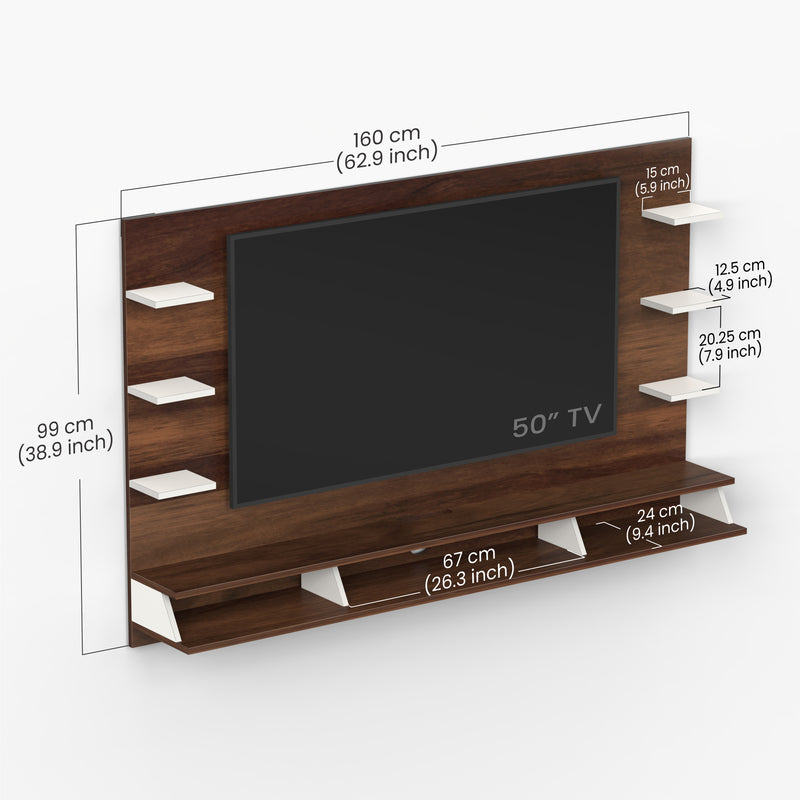 Harri TV unit cabinet with shelves for books & décor display , ideal for 55 inches TV- DIY (Brown Maple & White)