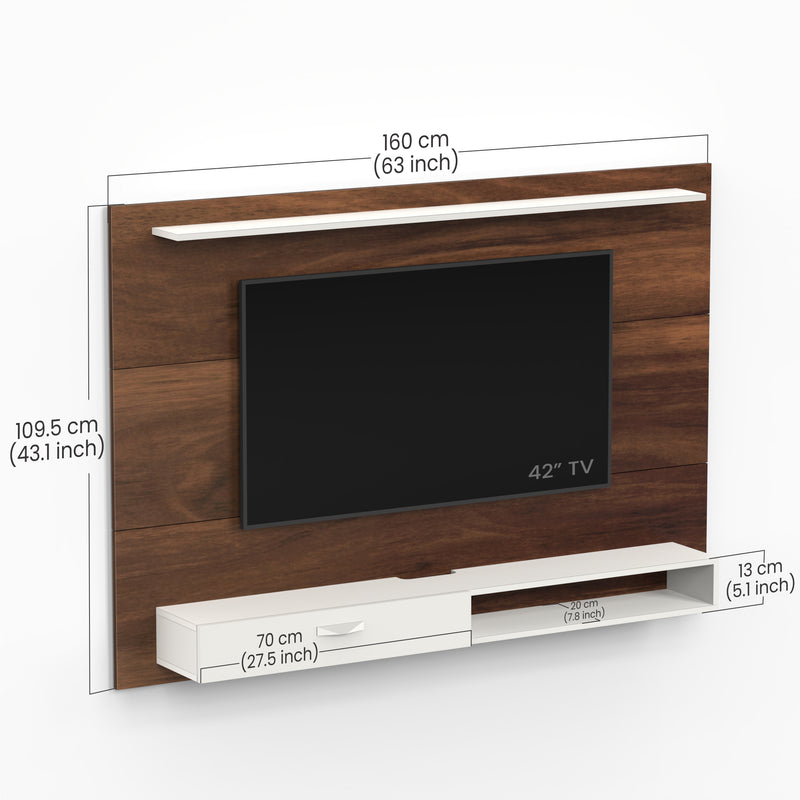 Lami TV unit & cabinet with shelves ideal for upto 60" TV - DIY (Brown Maple & White)