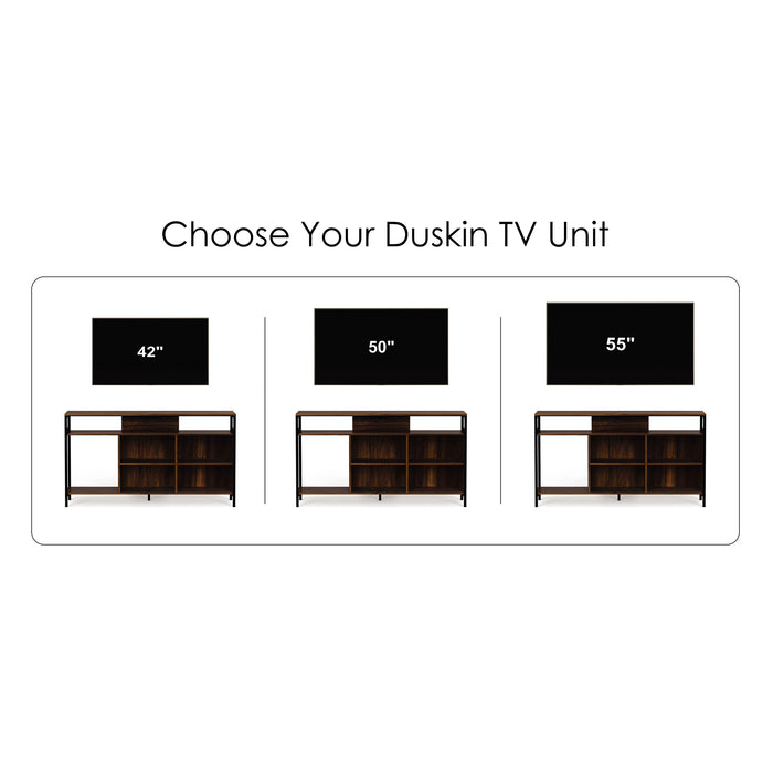 Duskin TV Entertainment Unit Set Top Box Stand/TV Cabinet with Shelves Ideal for 55” (Brown Maple - DIY)