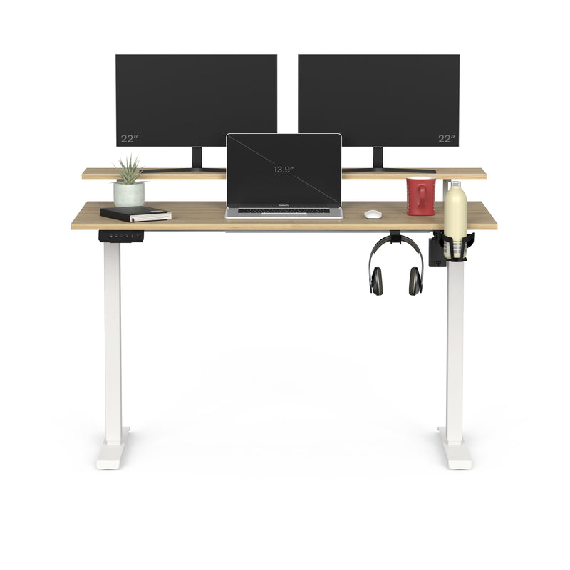 Wrick Plus Electric Automatic Height Adjustable Work Desk with Fixed Monitor Stand