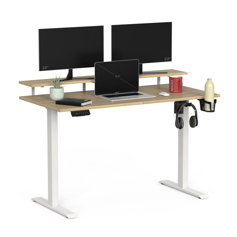 Wrick Plus Electric Automatic Height Adjustable Work Desk with Fixed Monitor Stand