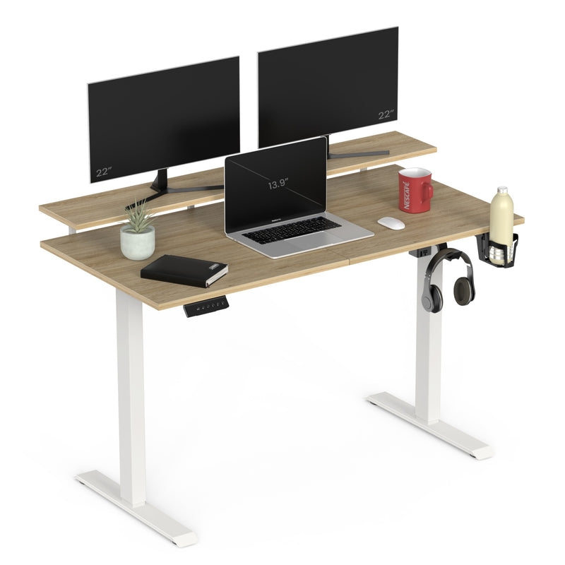 Wrick Plus Electric Automatic Height Adjustable Work Desk with Fixed Monitor Stand