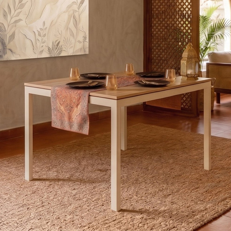 Halven 4 Seater Dining Table for Home | Compact Modern Dining Table Without Chair | DIY (Do it Yourself) (Brown Maple & Black)