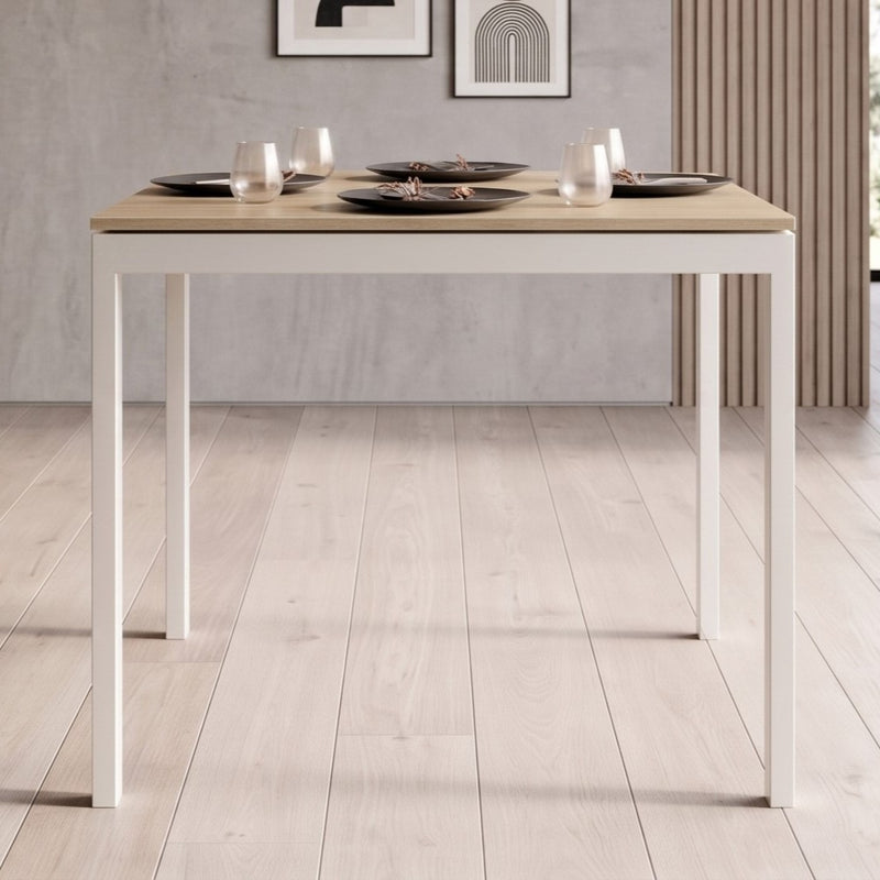 Halven 4 Seater Dining Table for Home | Compact Modern Dining Table Without Chair | DIY (Do it Yourself) (Brown Maple & Black)