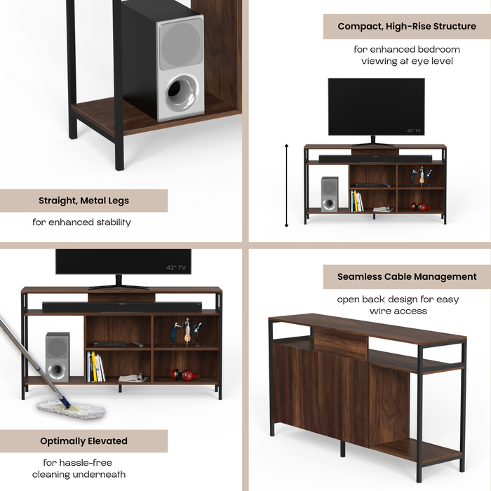 Duskin TV Entertainment Unit Set Top Box Stand/TV Cabinet with Shelves Ideal for 55” (Brown Maple - DIY)
