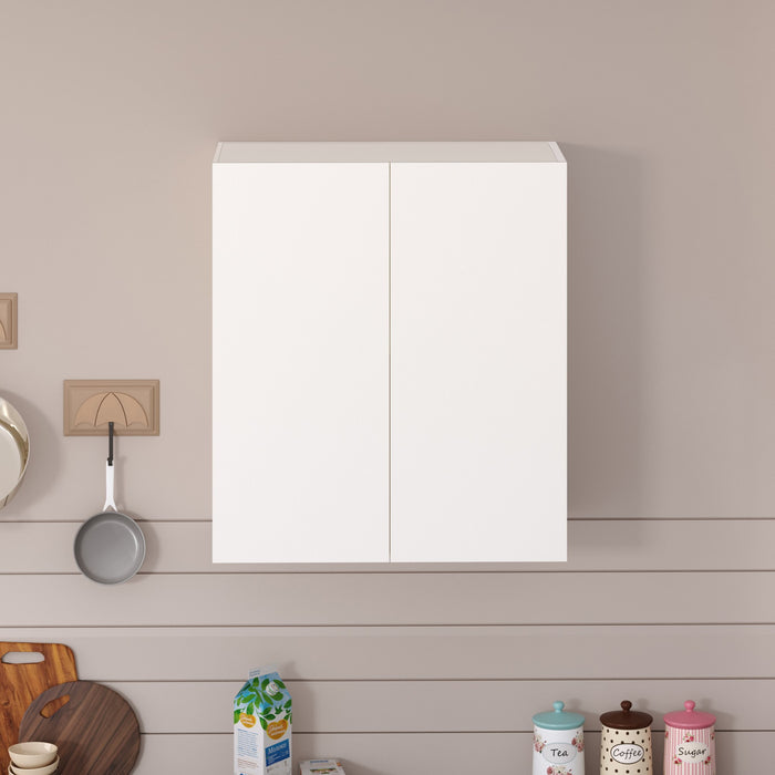 Opryt Engineered Wood Kitchen Cabinet Rack, Wall Mounted Storage Cabinet for Kitchen Utensils, Jars, Spices, Space Saving Modular Cupboard for Home & Kitchen DIY (White)
