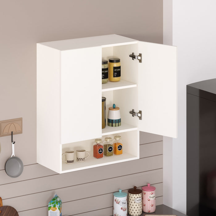 Opryt with Shelf Engineered Wood Kitchen Cabinet Rack, Wall Mounted Storage Cabinet for Kitchen Utensils, Jars, Spices, Modular Cupboard for Home & Kitchen DIY (White)