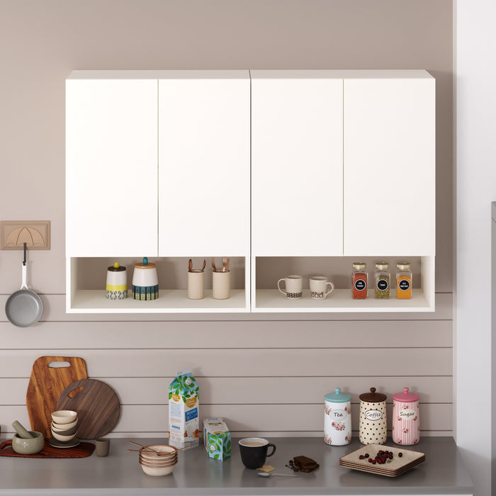 Opryt with Shelf Two Kitchen Cabinet Rack, Wall Mounted Storage Crockery Cabinet