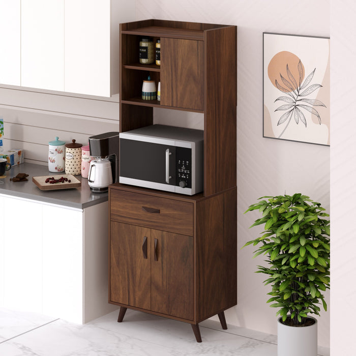 Serrenh Engineered Wood Kitchen Cabinet, Floor Mounted Storage Unit for Kitchen Microwave, Utensils, Jars, Spices, Modular Cupboard for Home & Kitchen DIY