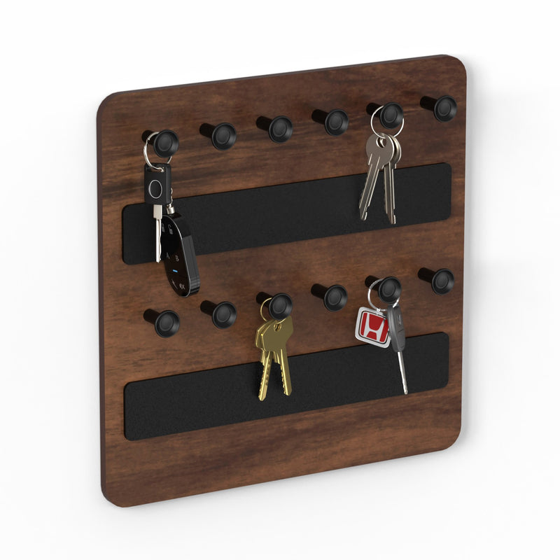 Stuart Wall Mounted Key Holder Hanger with 12 Knobs (Brown Maple)