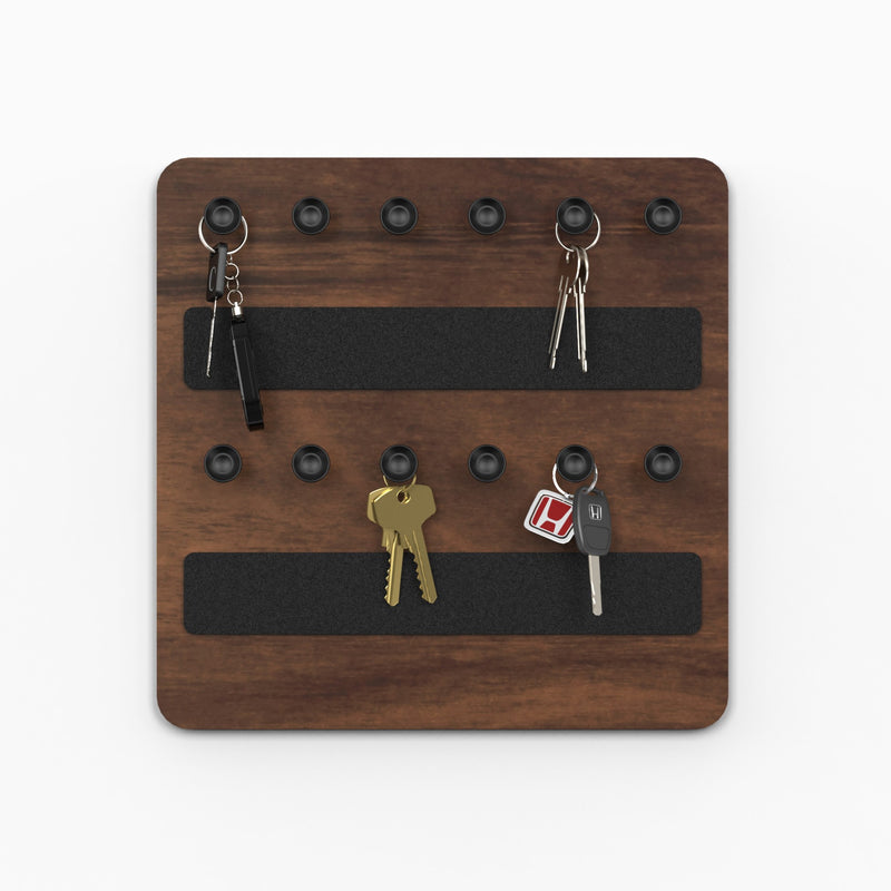 Stuart Wall Mounted Key Holder Hanger with 12 Knobs (Brown Maple)
