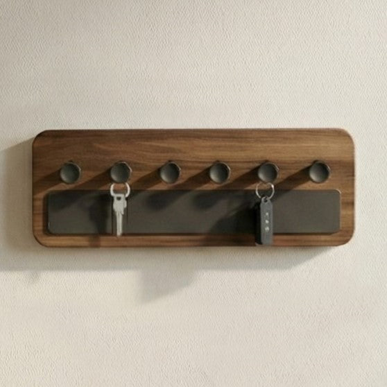 Stuart Engineered Wood Wall Mounted Decor Key Holder Hanger with 6 Knobs for Bedroom Study Living Room Home Furniture (Brown Maple)