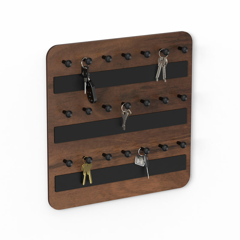 Stuart Wall Mounted Decor Key Holder Hanger with 21 Knobs (Brown Maple)